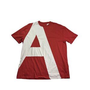 Armani Exchange AX Comfort Mens T-Shirt Size S Spellout Graphic Red Beige Cotton